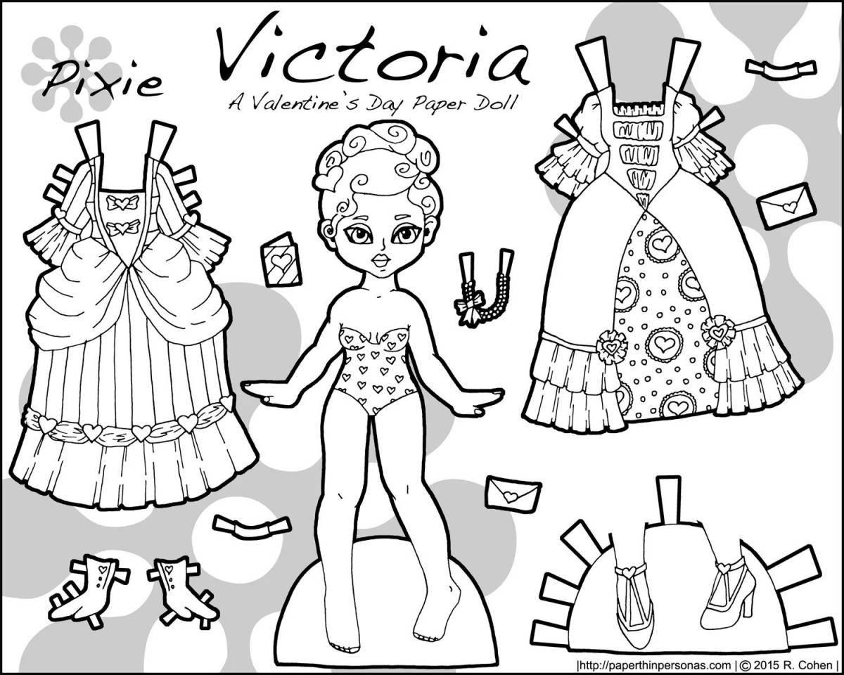 Unusual coloring paper dolls with clothes
