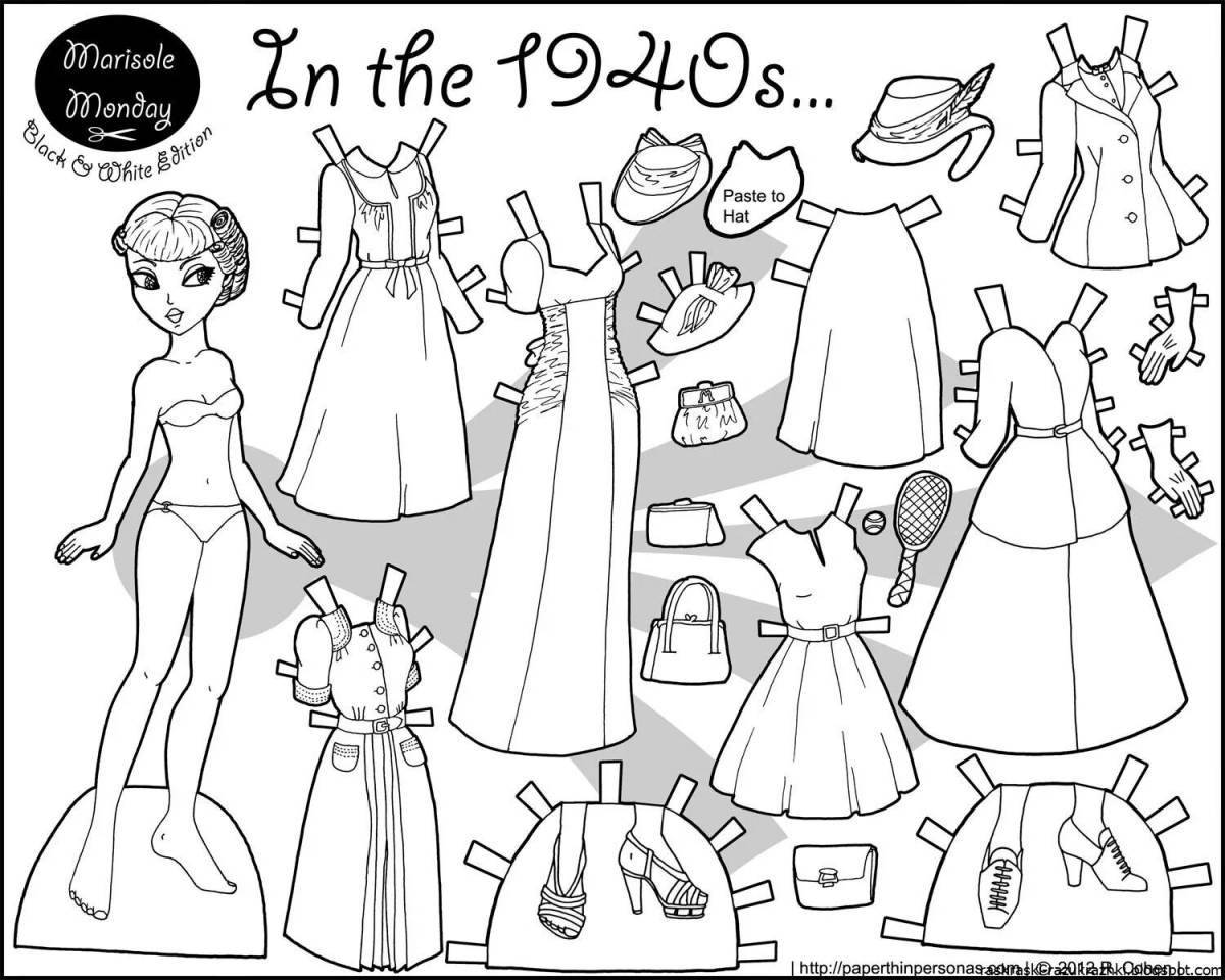 Fun coloring of paper dolls with clothes