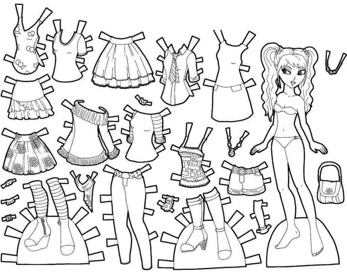 Colored paper dolls with clothes
