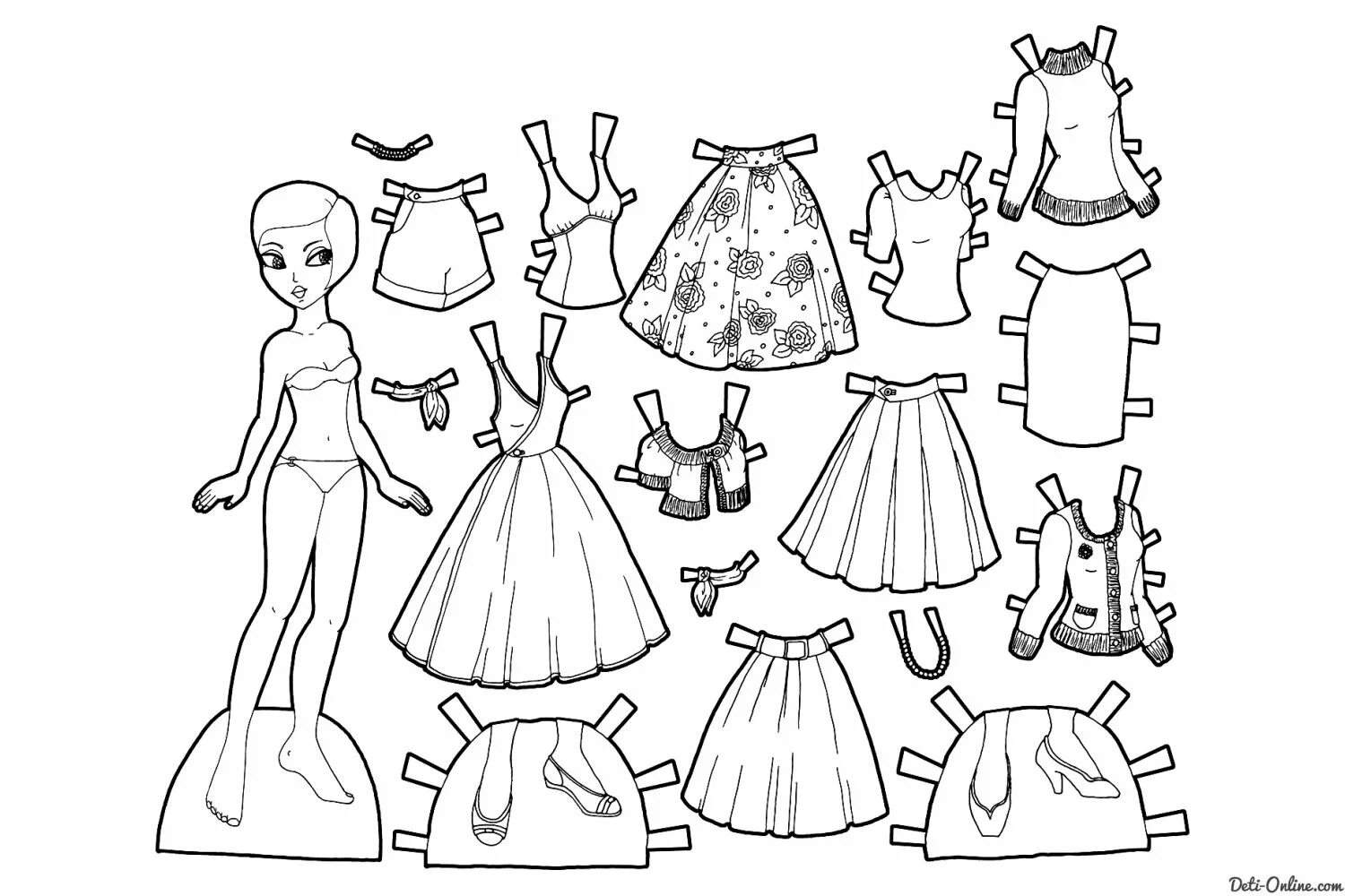 Бумажные куклы с одеждой для вырезания девочки цветные #4