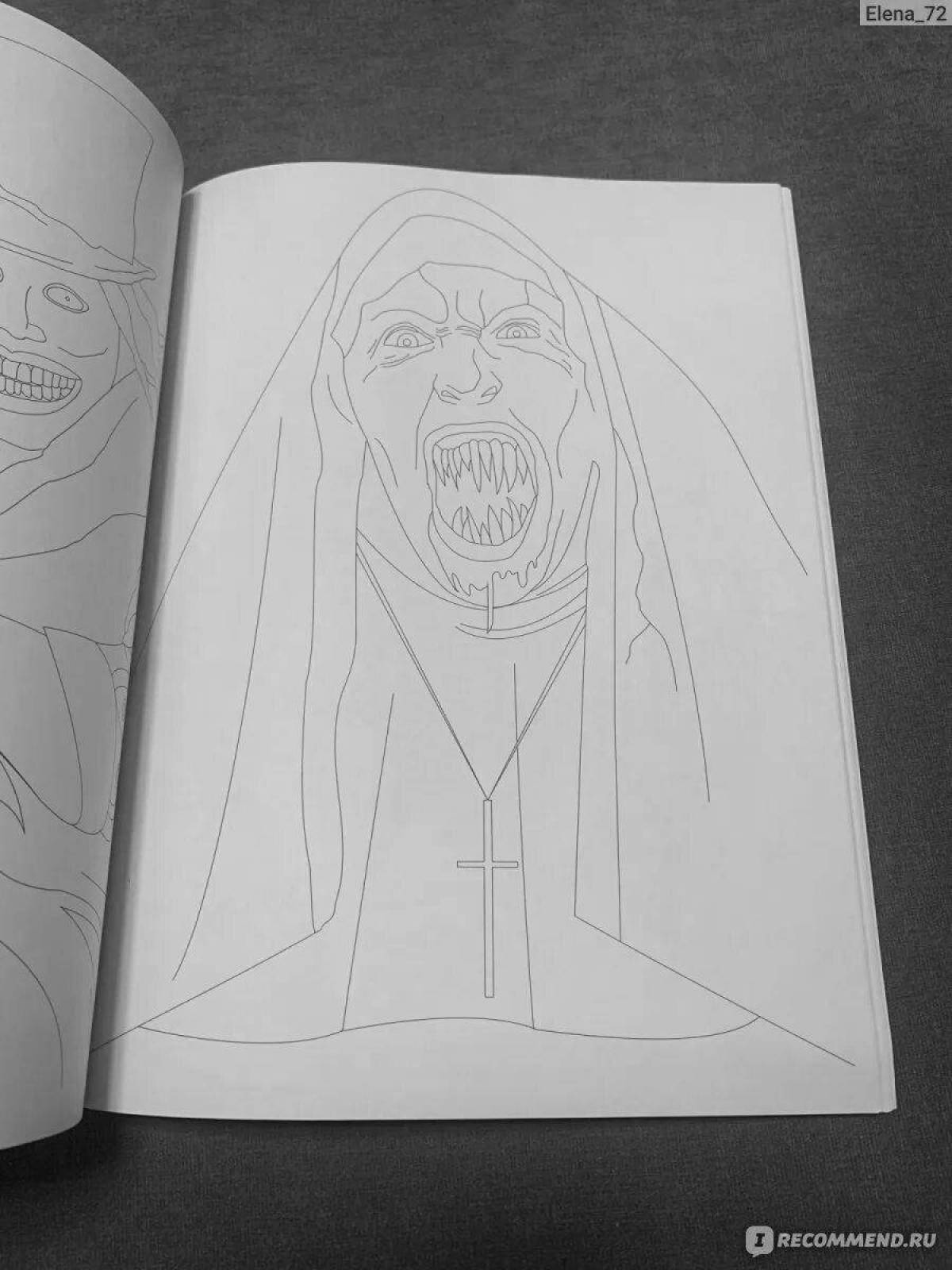 Ghoulish and terrible horror coloring book