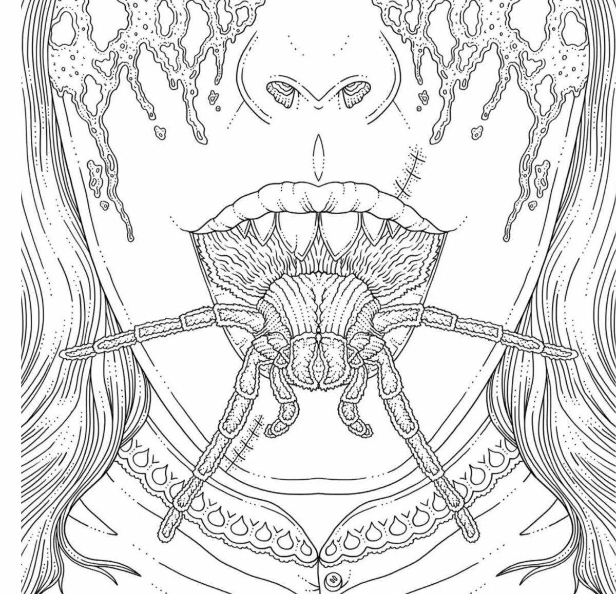 Ethereal and terrifying horror coloring book