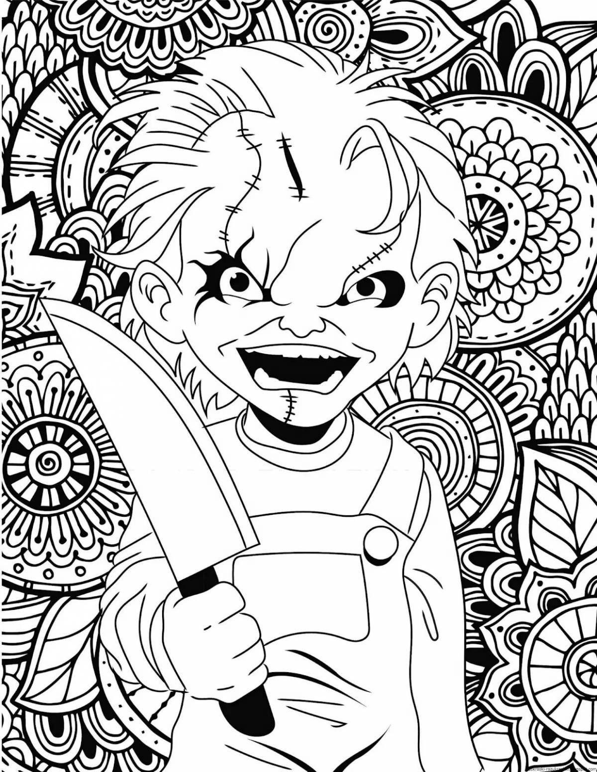 Nasty and repulsive horror coloring page