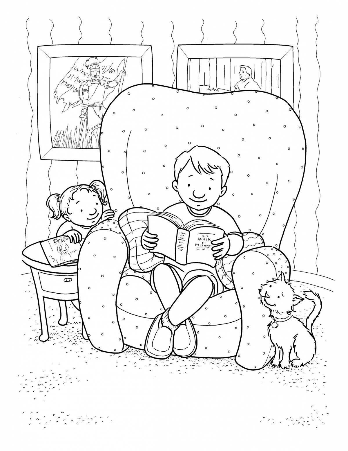 Glowing evening coloring page