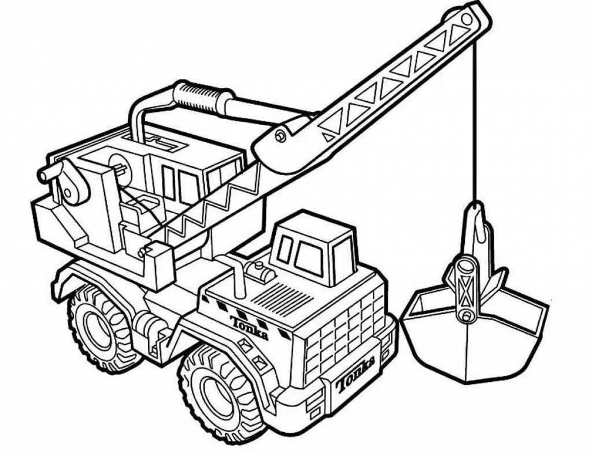 Great construction machinery coloring page for kids