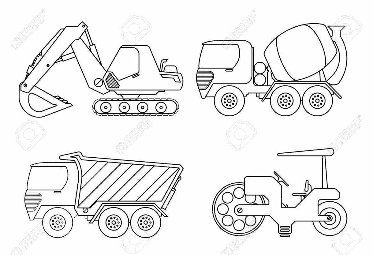 Super construction machinery coloring page for kids