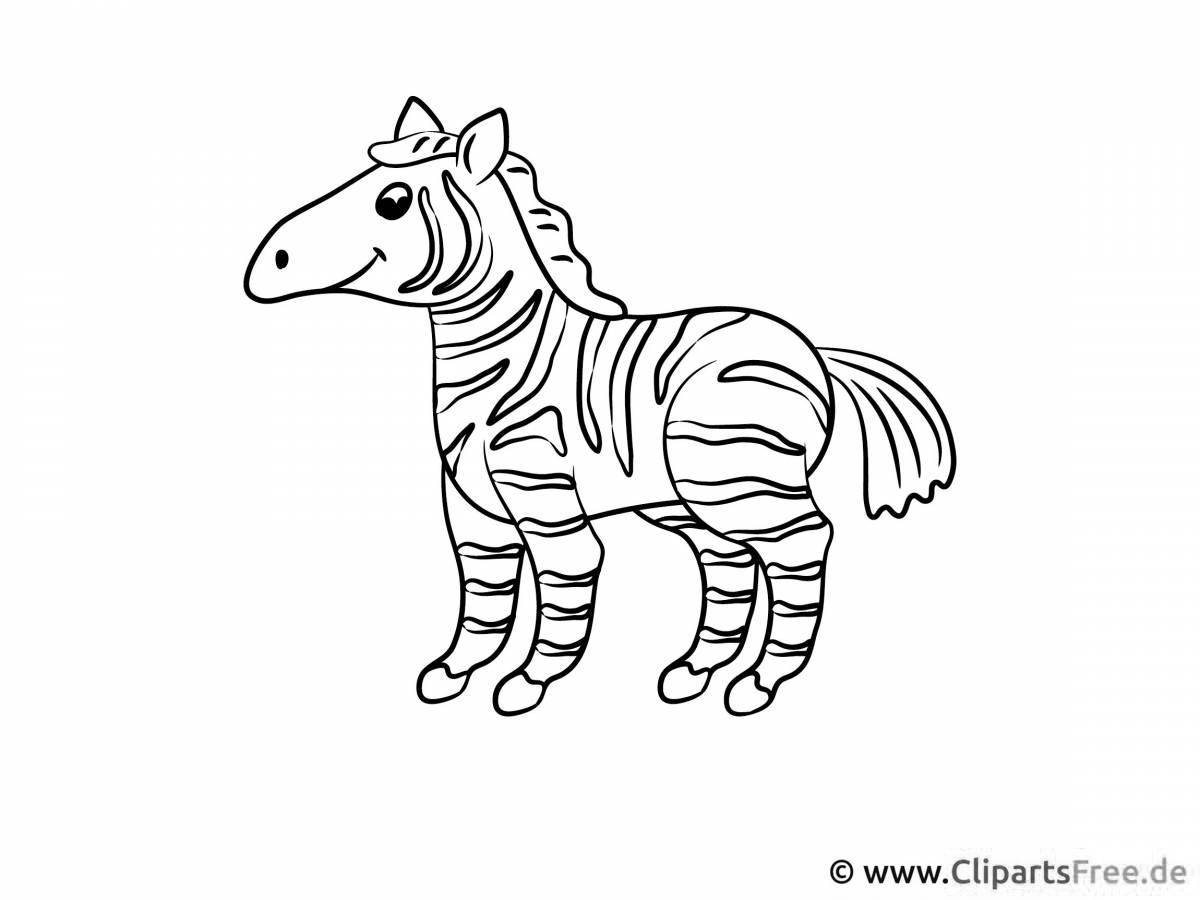 Веселая раскраска зебра для дошкольников