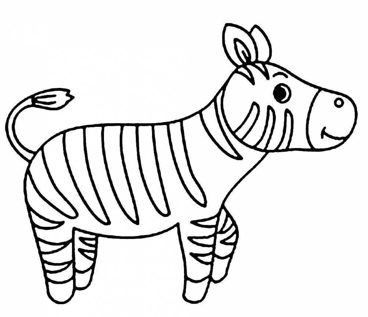 Радостная зебра-раскраска для детей 3-4 лет