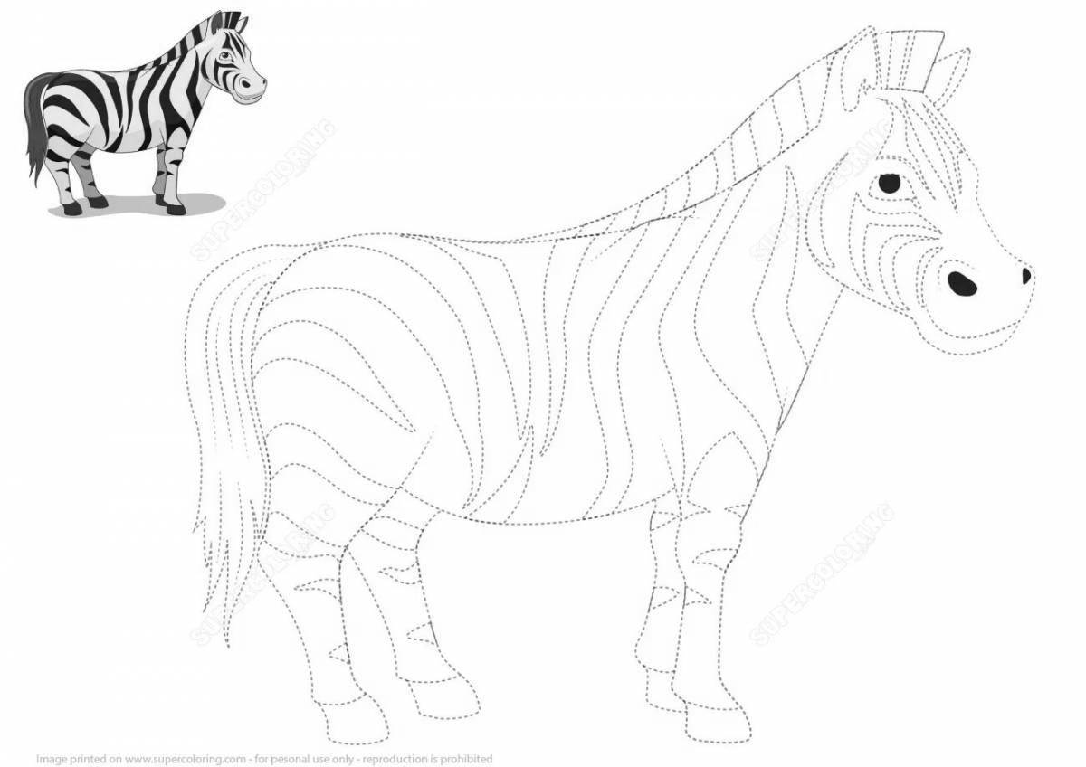 Сказочная зебра-раскраска для дошкольников