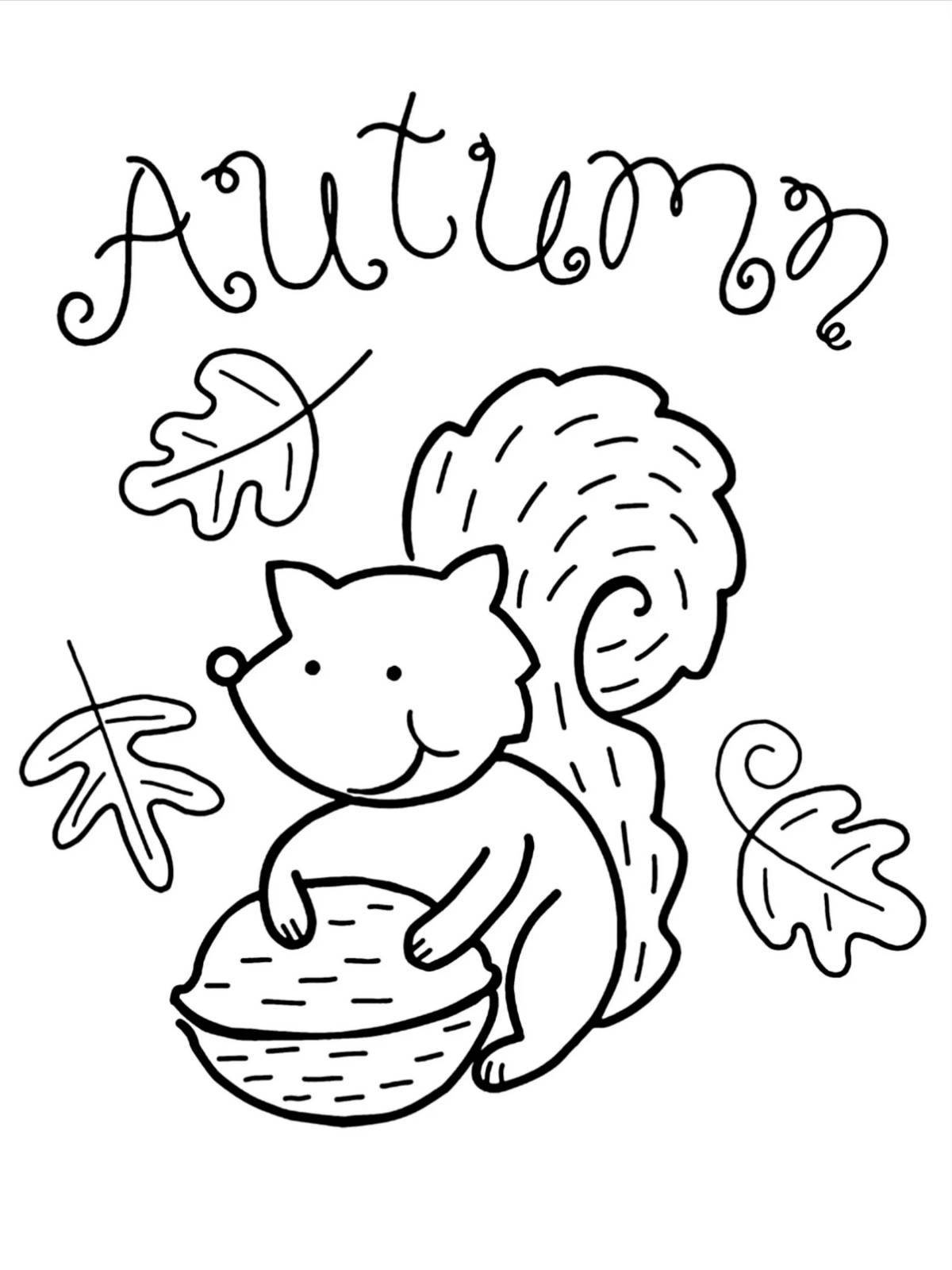 Adorable autumn coloring book for 6-7 year olds