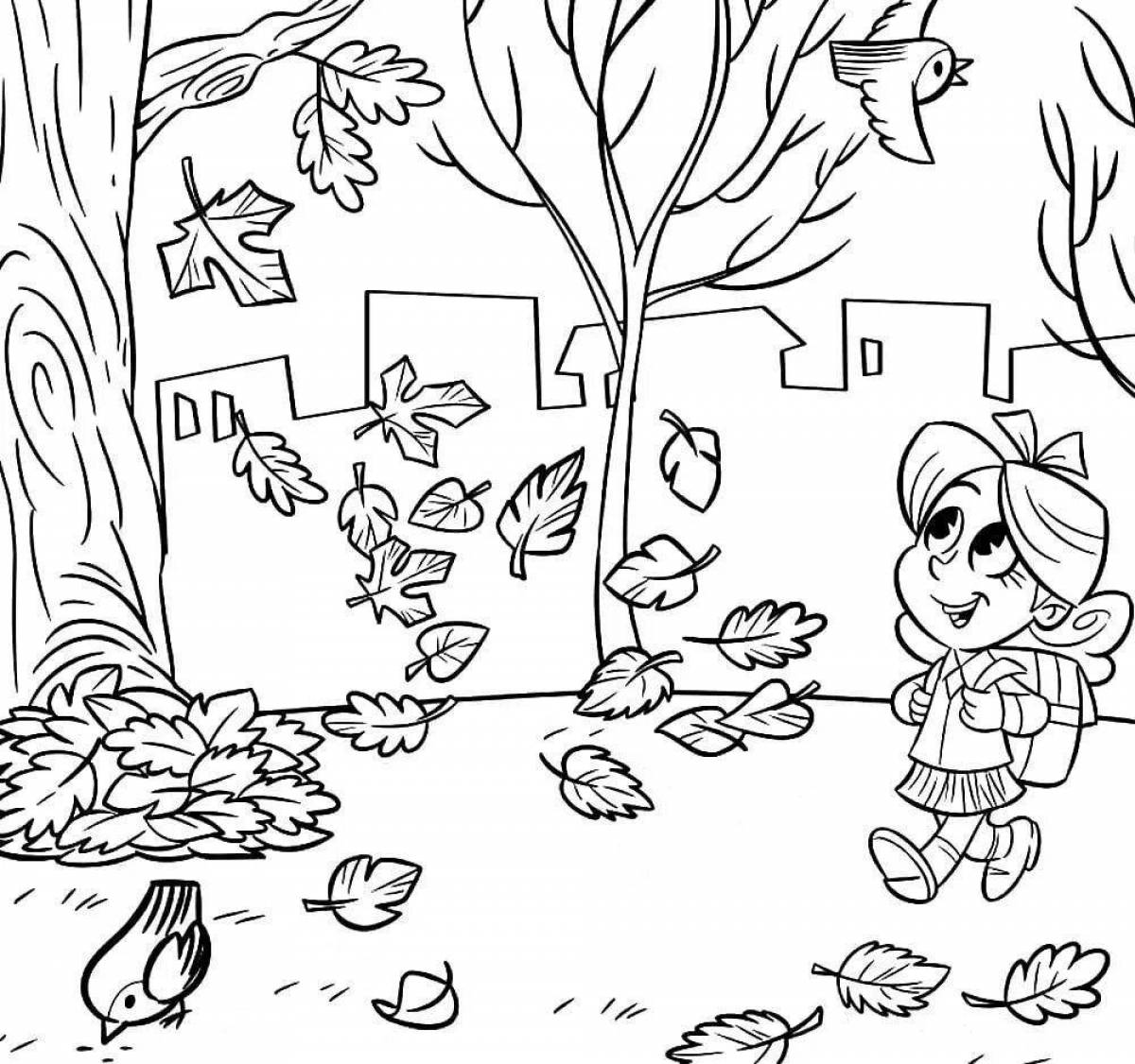 Joyful autumn coloring for children 6-7 years old