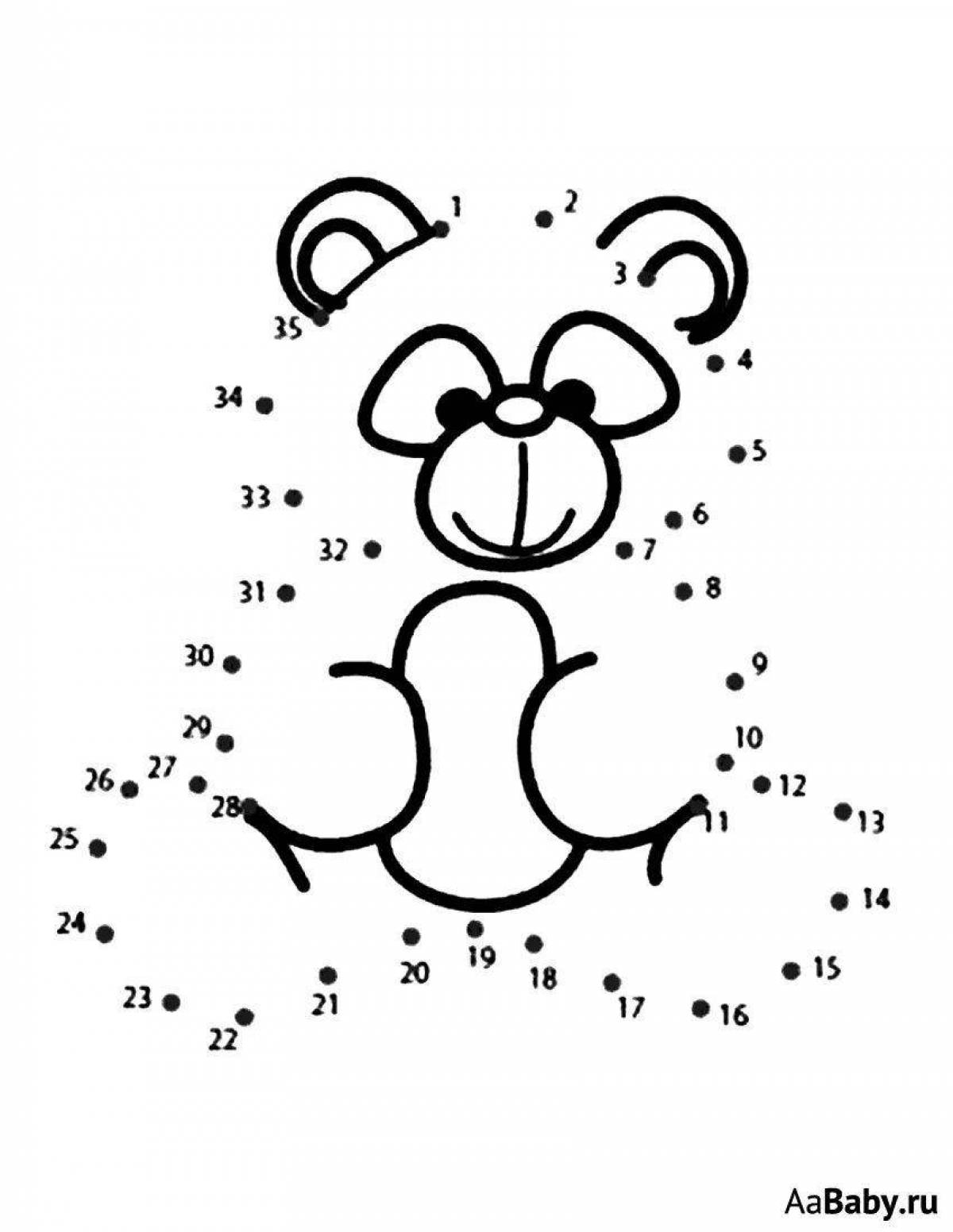 Яркая раскраска «соедини по номерам» для 7-летних