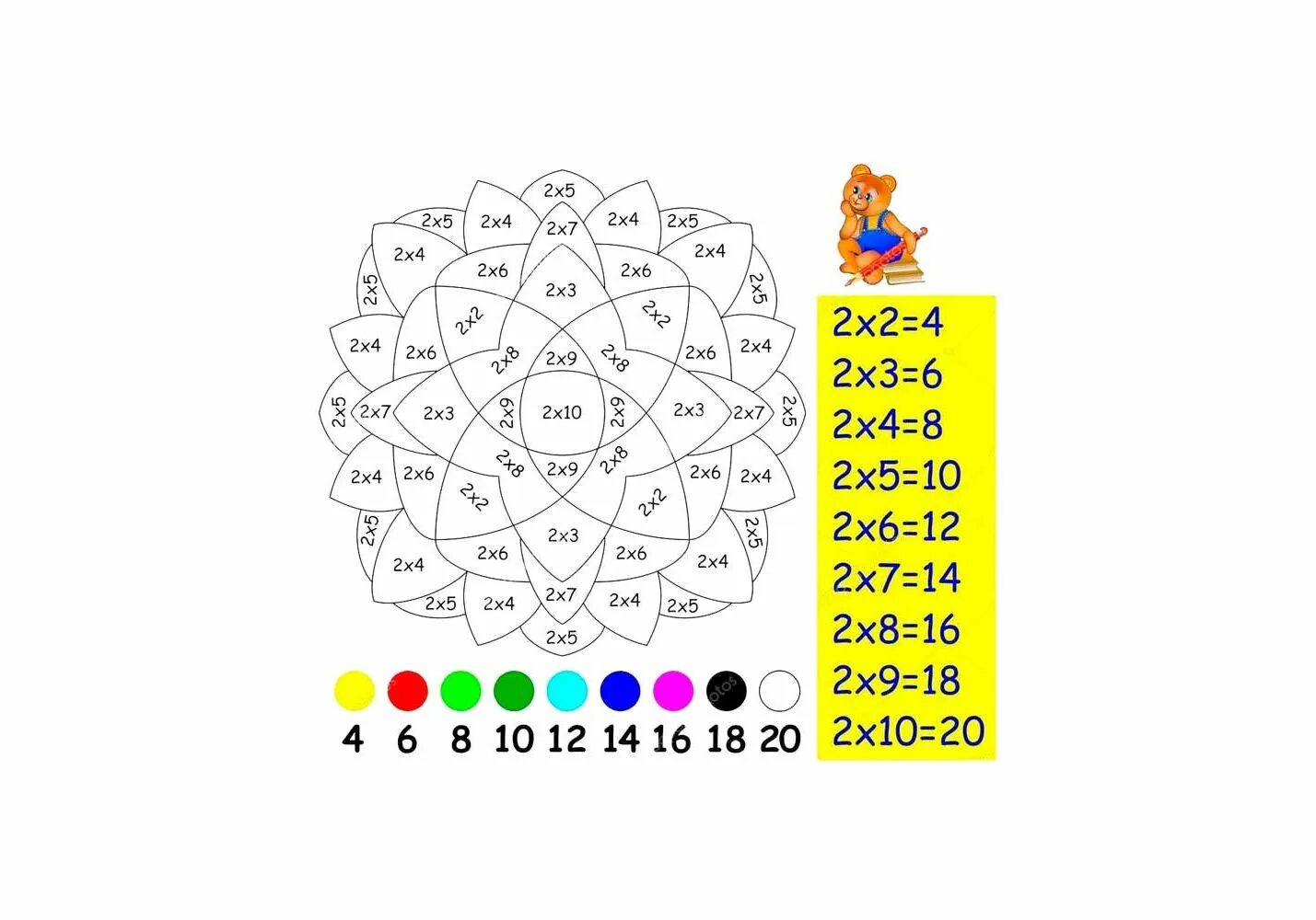 Photo Great color multiplication table for 2 and 3 for grade 2