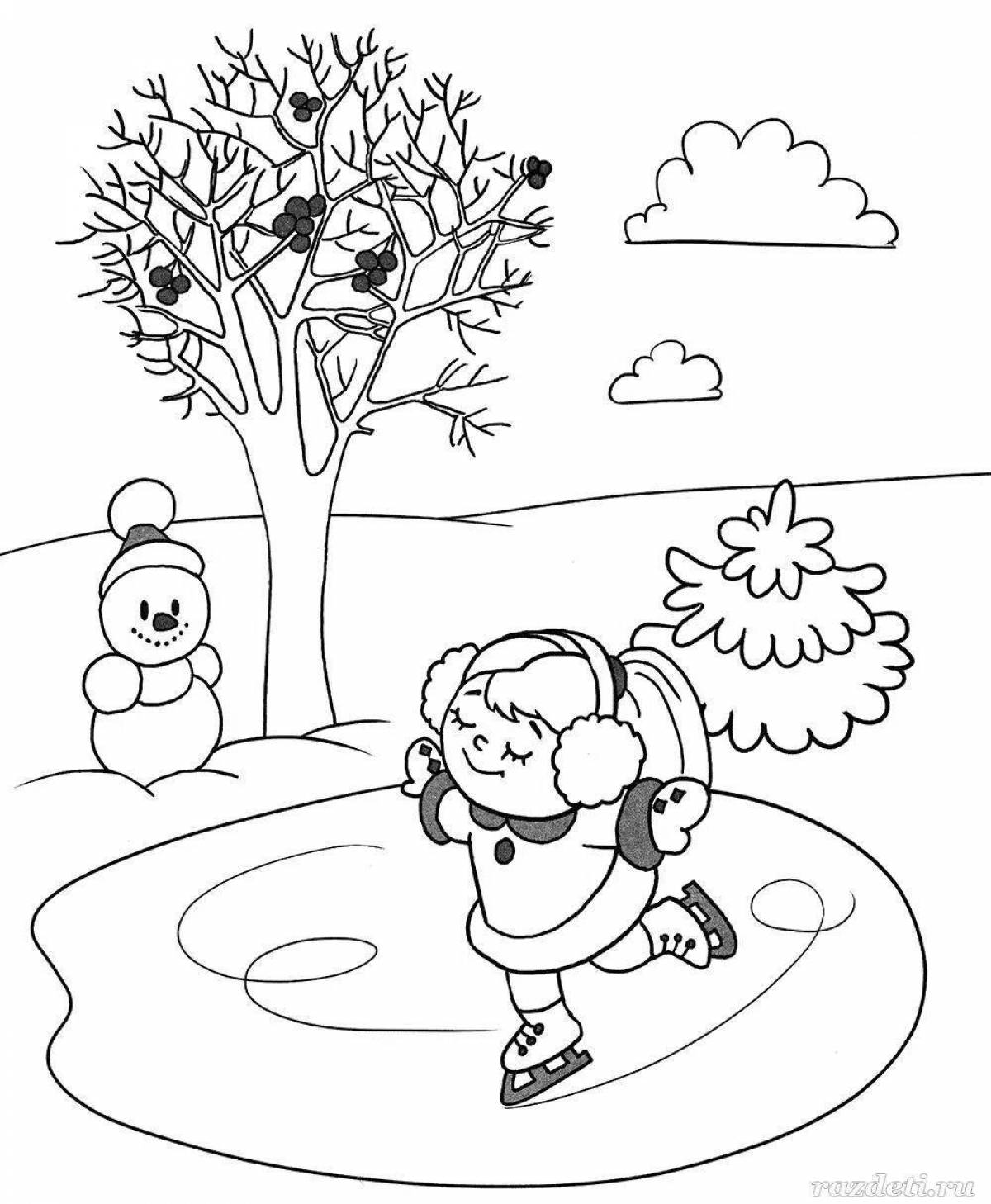 Сказочная раскраска зима для детей 2-3 лет