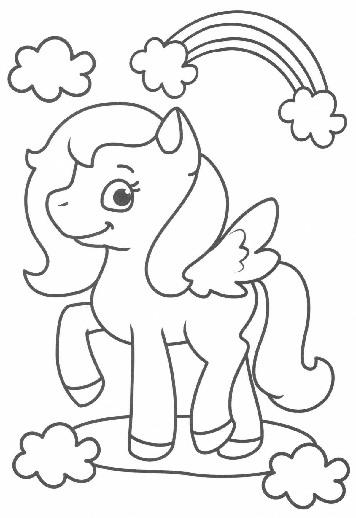 Violent pony coloring for girls 4-5 years old