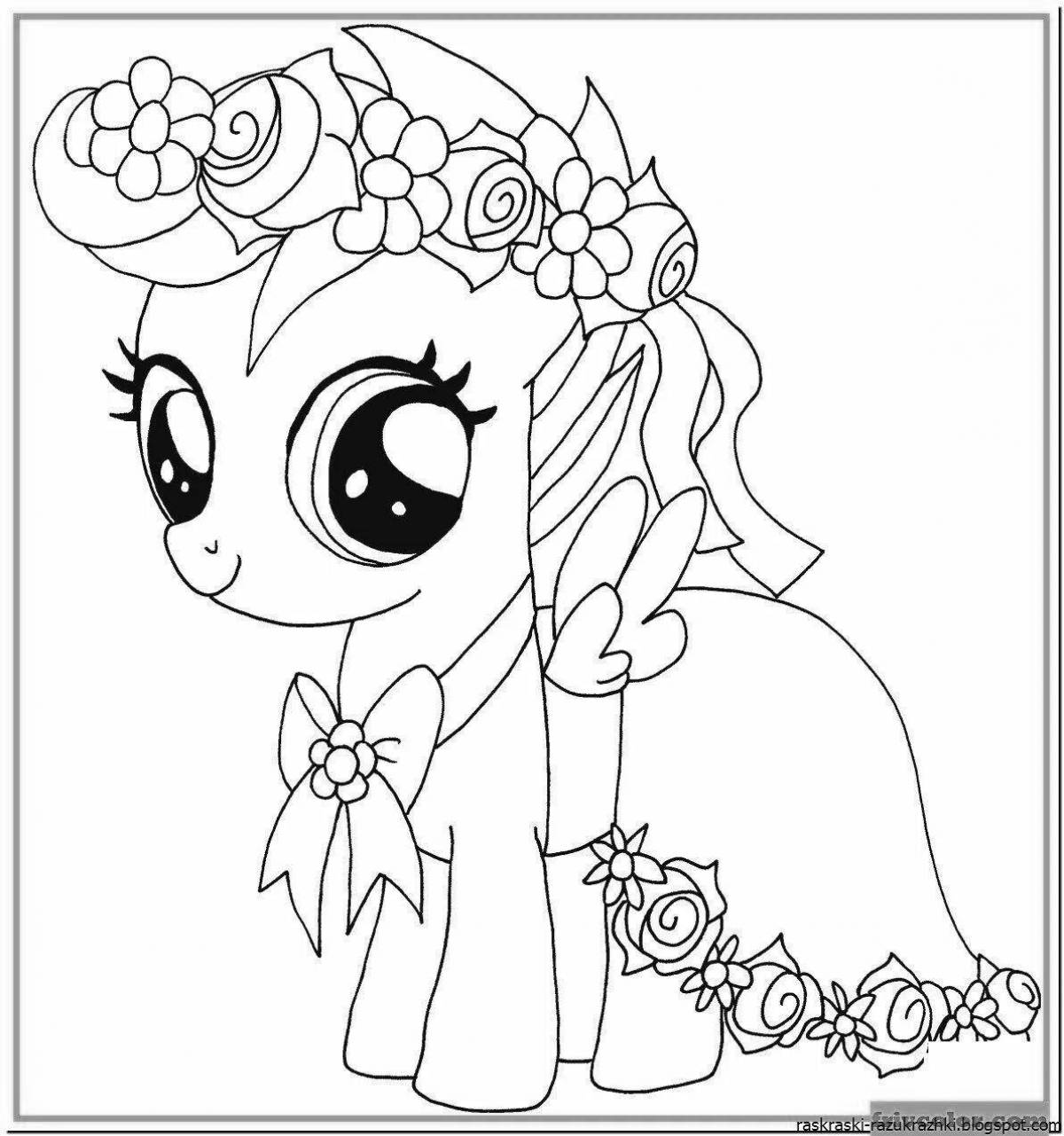 Exotic pony coloring for girls 4-5 years old