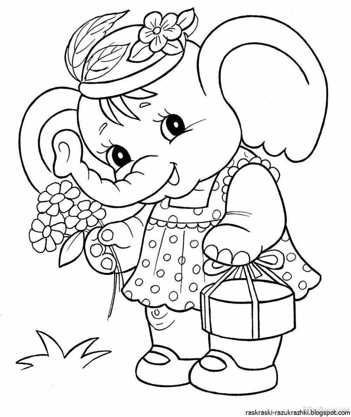 Color-crazy coloring page game for girls 4-5 years big drawings