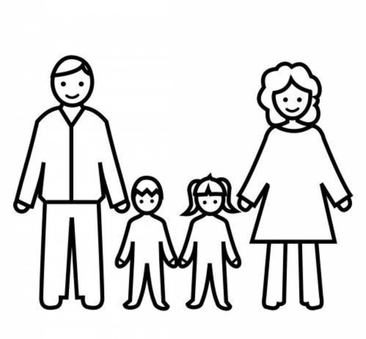 Large coloring page my family