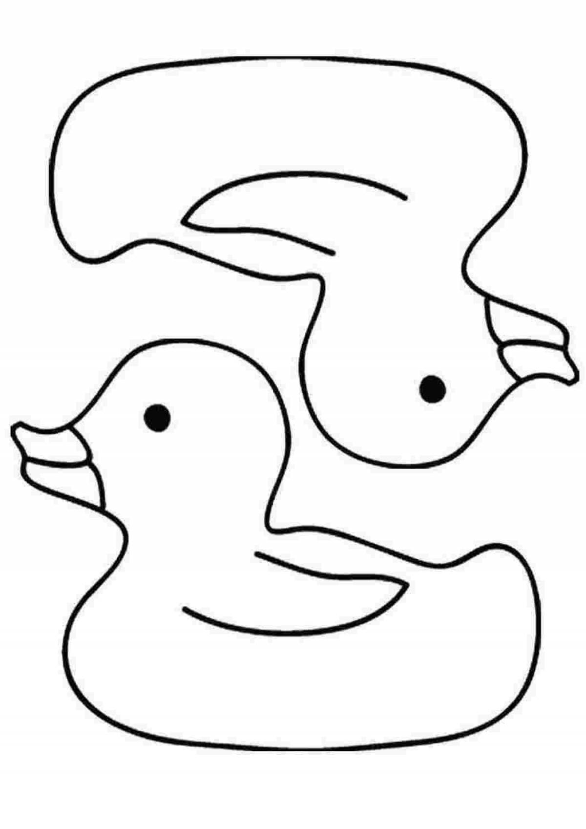 Playful Dymkovo duck toy coloring book for kids
