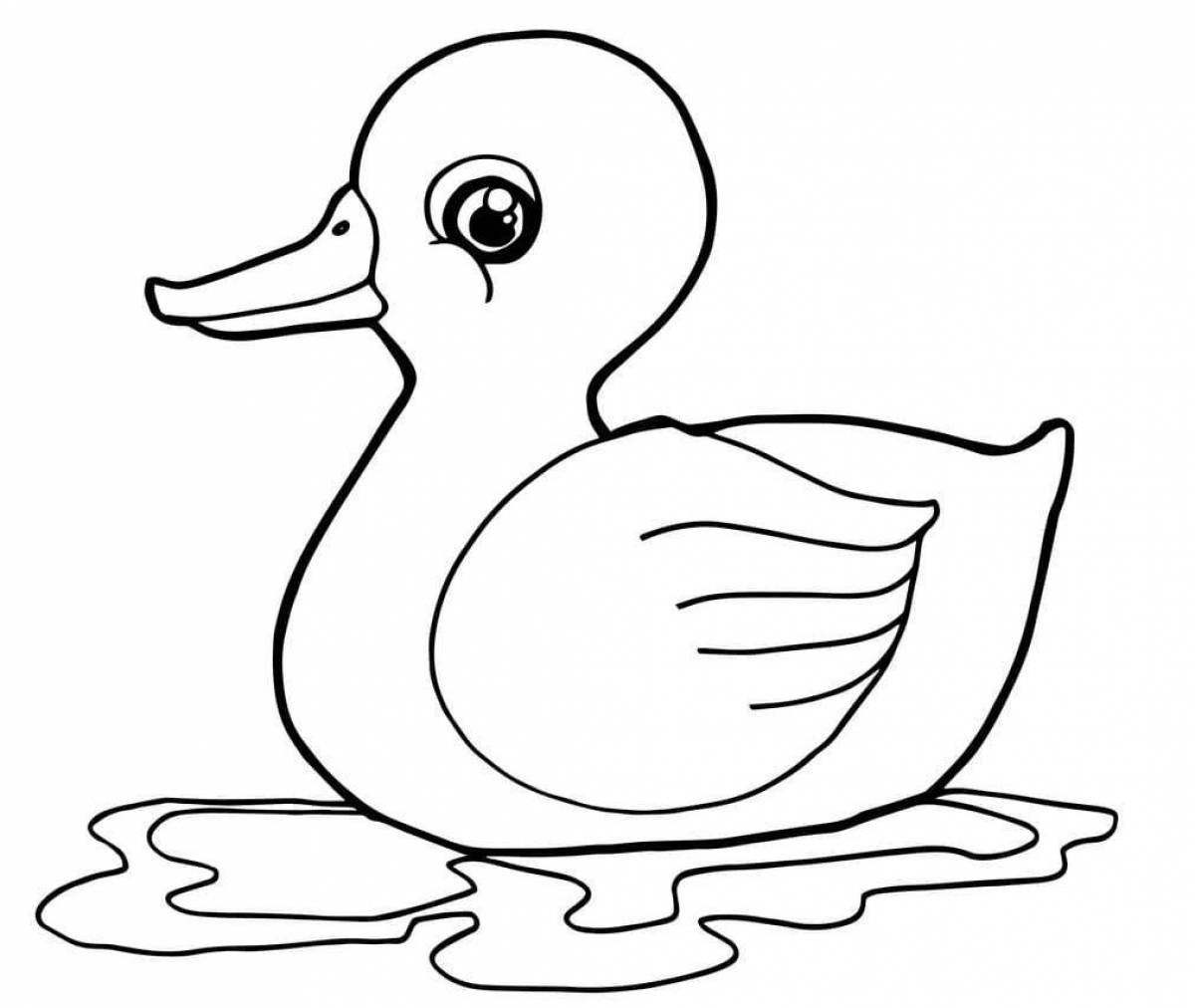 Sweet Dymkovo duck toy coloring book for kids
