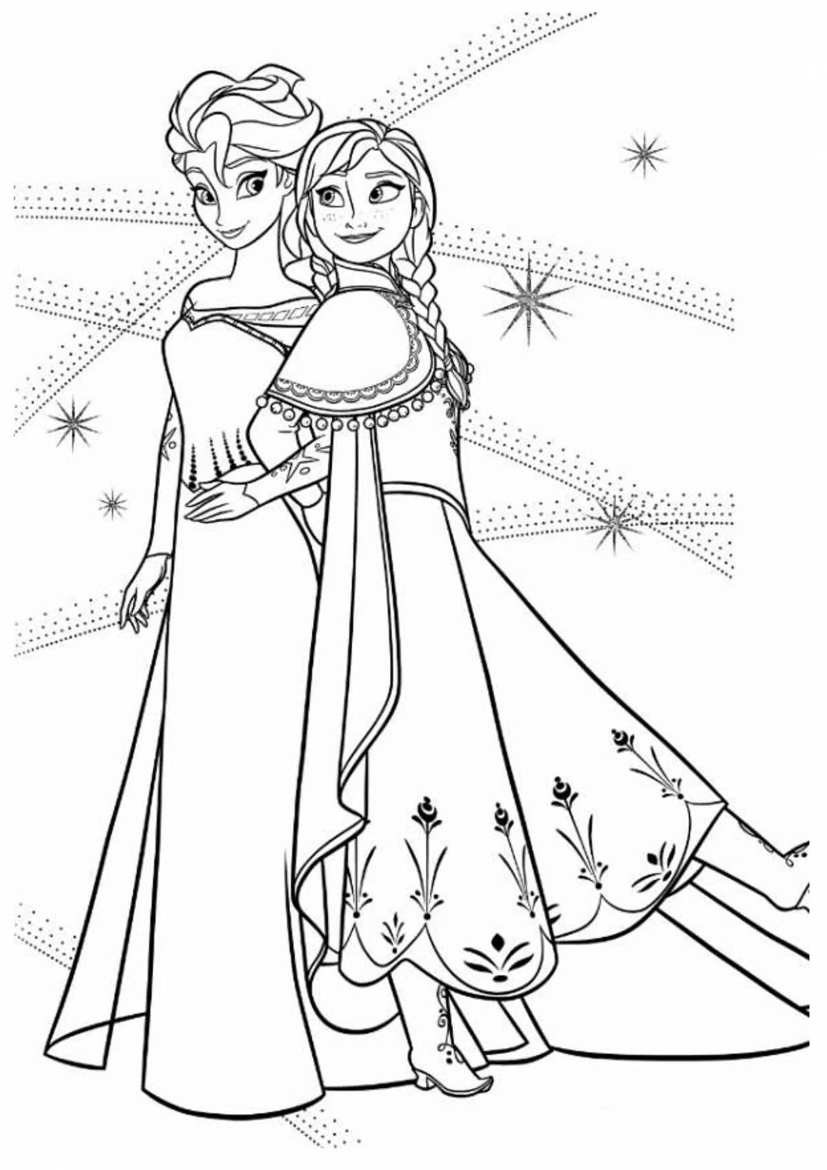 Frozen coloring page for kids 6-7 years old