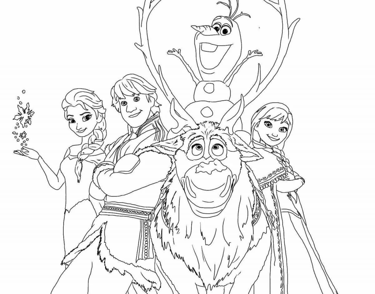 Playful Frozen Coloring Page for 6-7 year olds