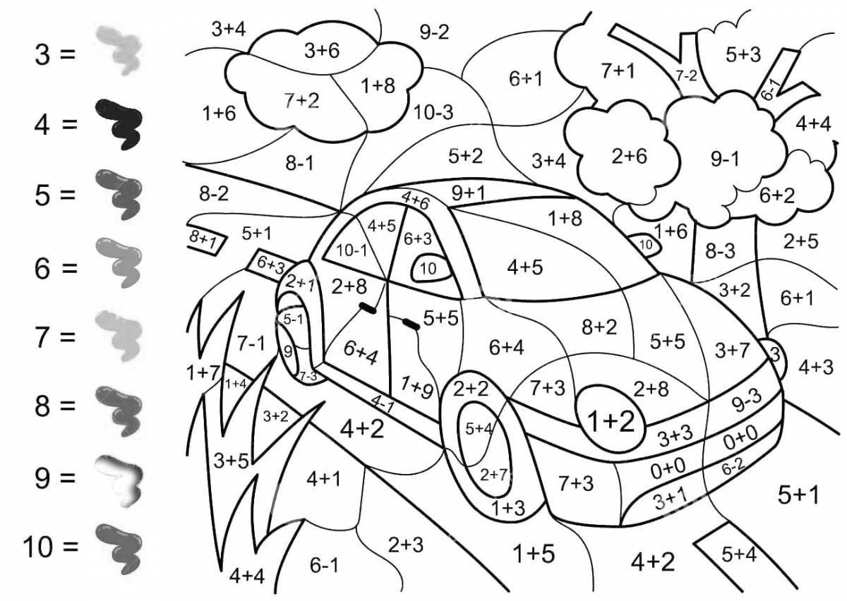 Fun math coloring book for kids 6-7 years old