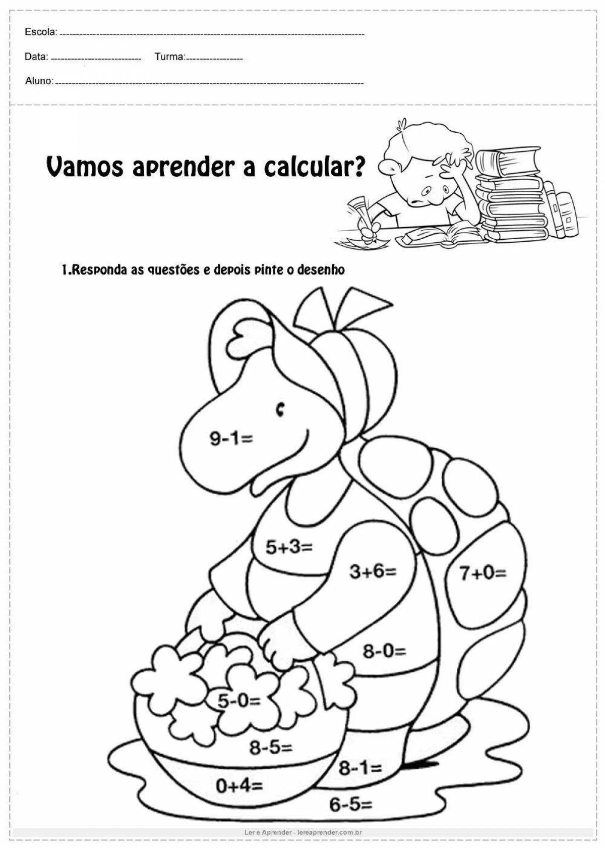 A playful math coloring book for 6-7 year olds