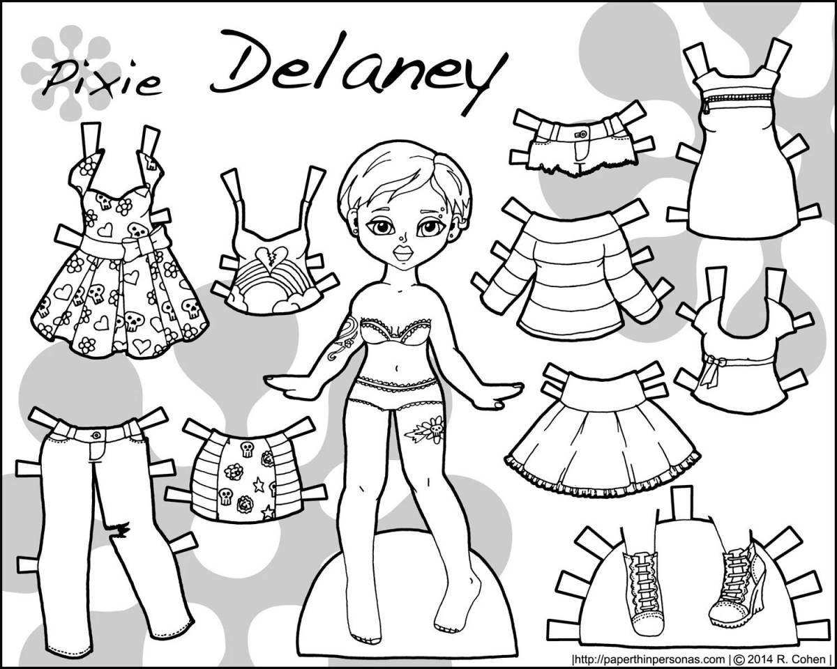 Paper lol doll with cutout clothes black and white #2