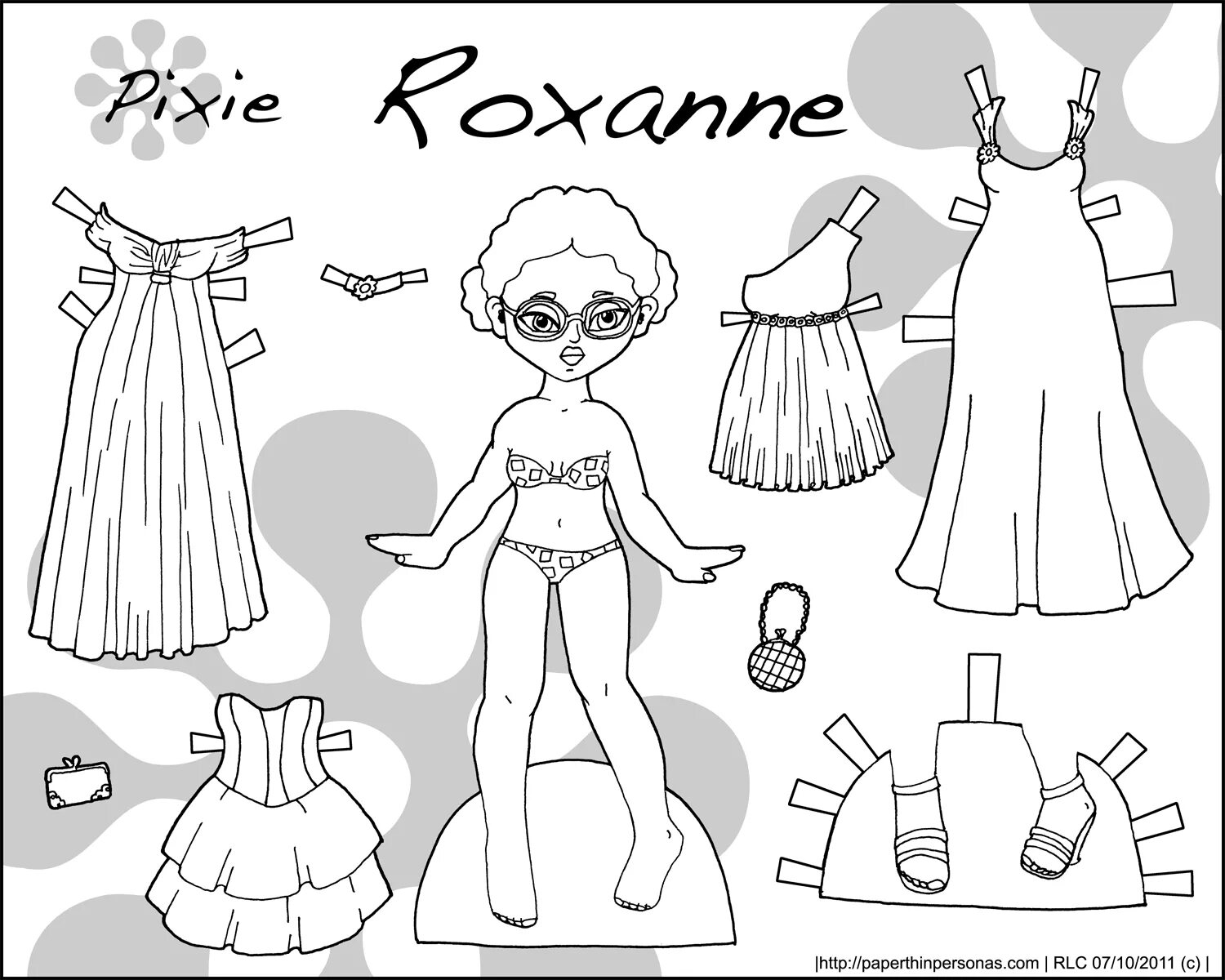 Paper lol doll with cut out clothes black and white #5