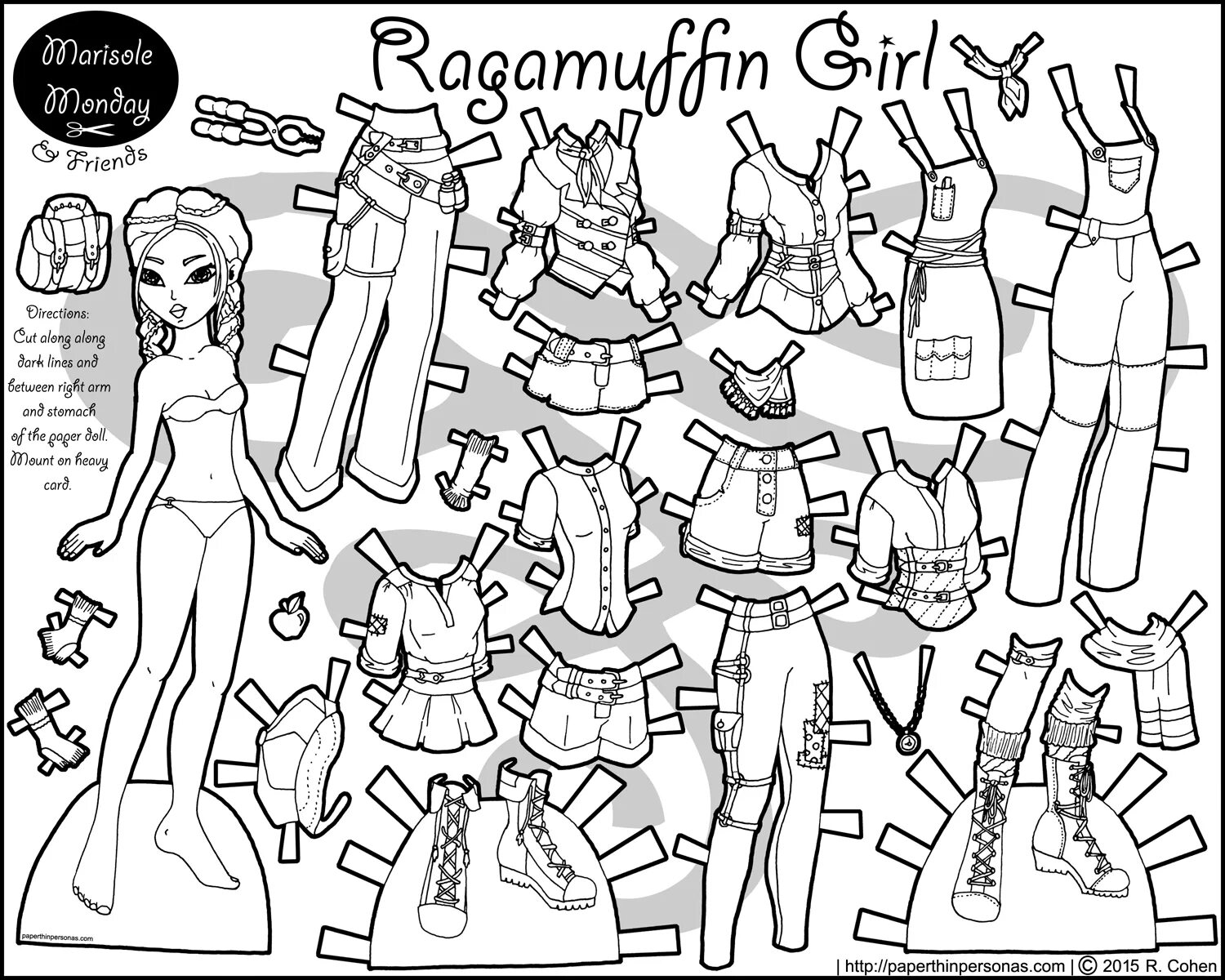 Paper lol doll with cut out clothes black and white #7