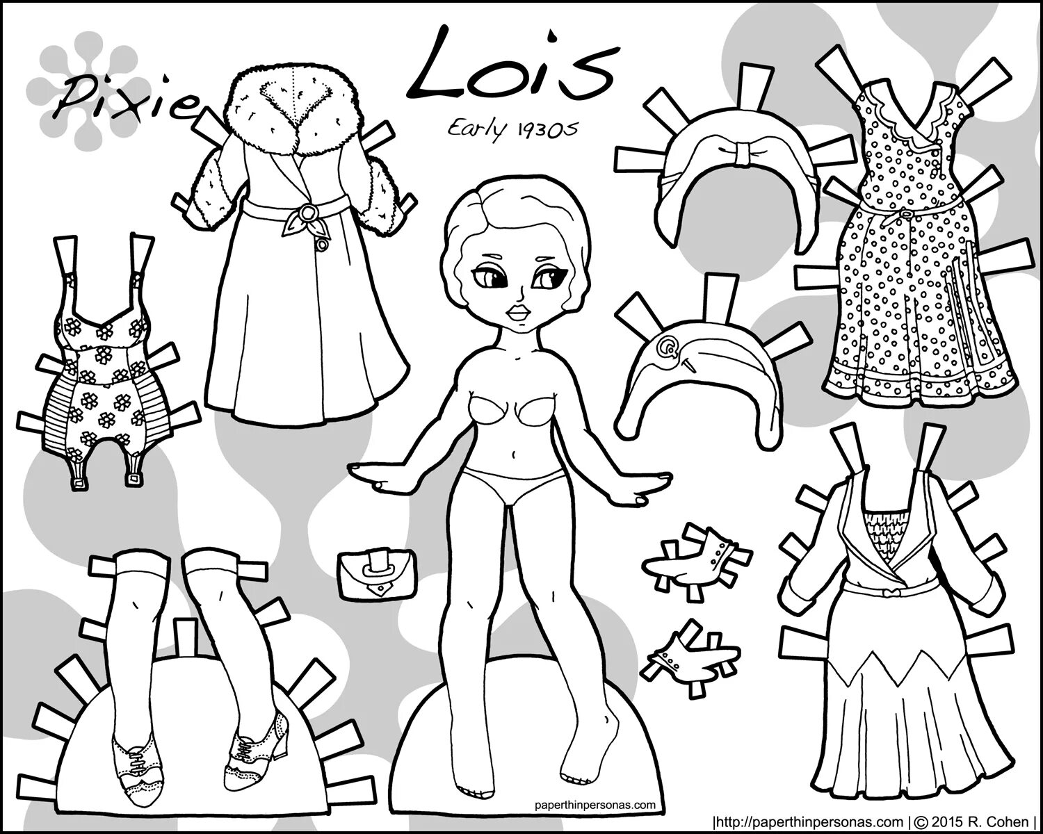 Paper lol doll with cutout clothes black and white #9