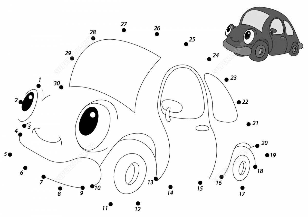Great car number coloring page for 5-6 year olds