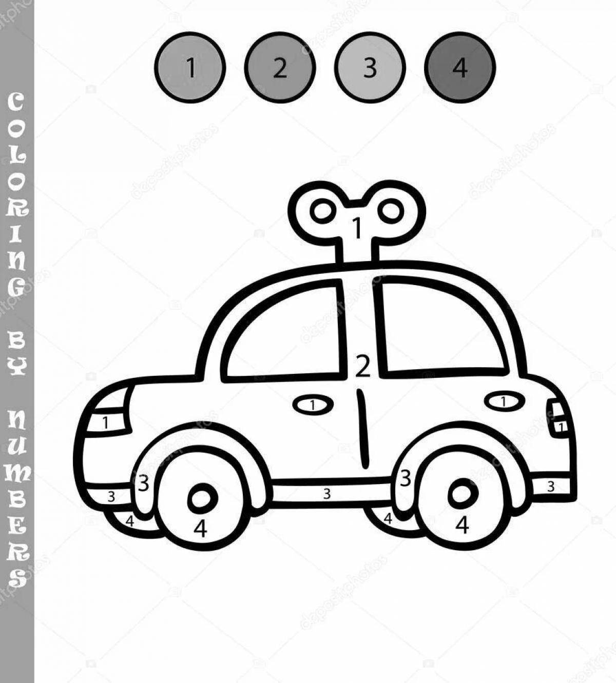 Удивительная страница раскраски номера машины для детей 5-6 лет