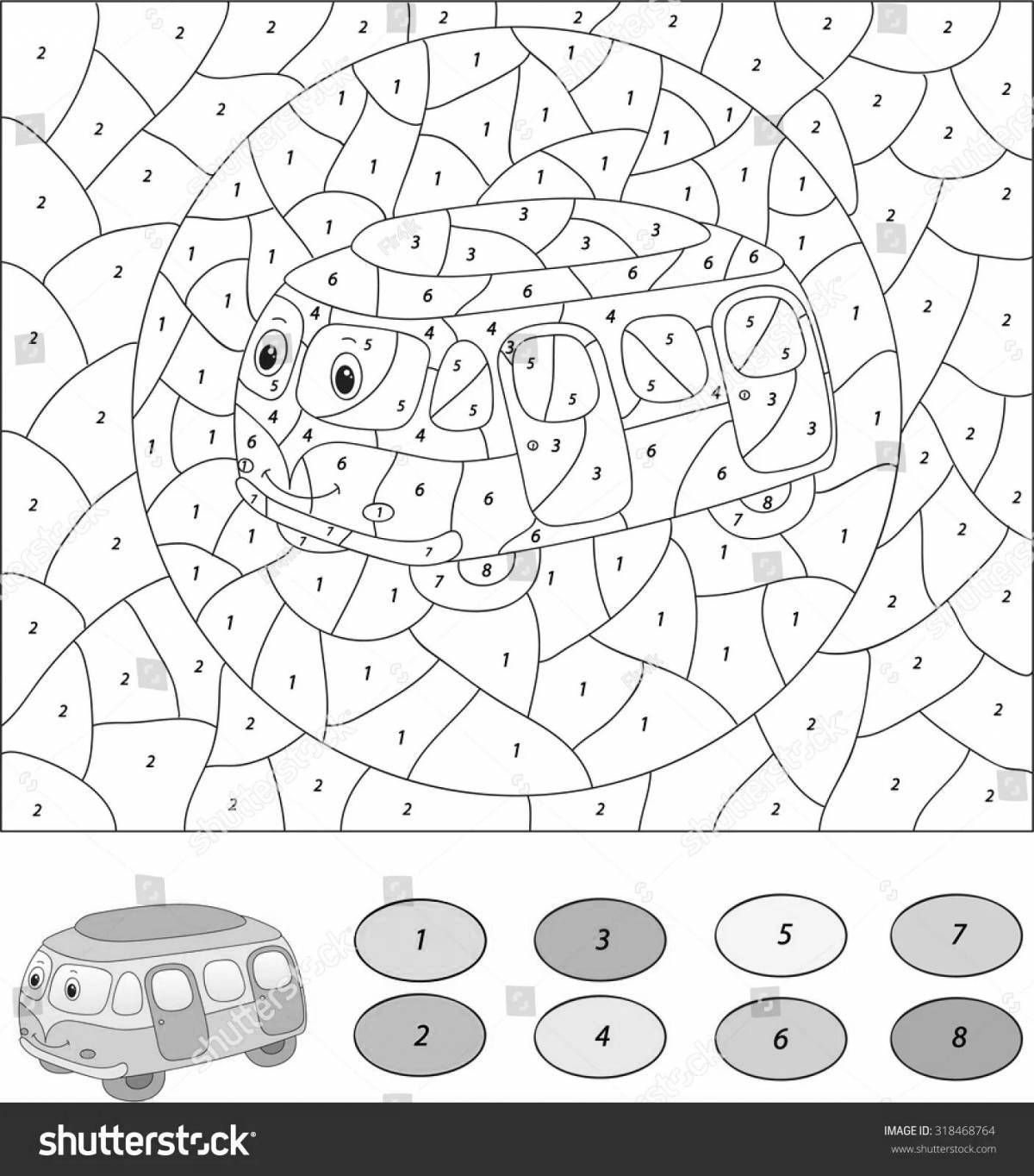 Wonderful car number coloring book for kids 5-6 years old
