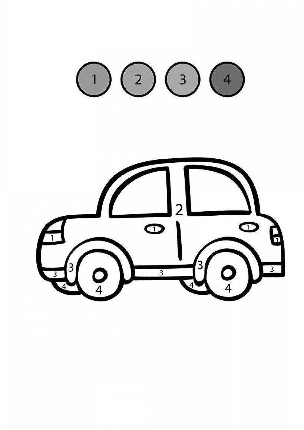 Awesome car number coloring page for 5-6 year olds