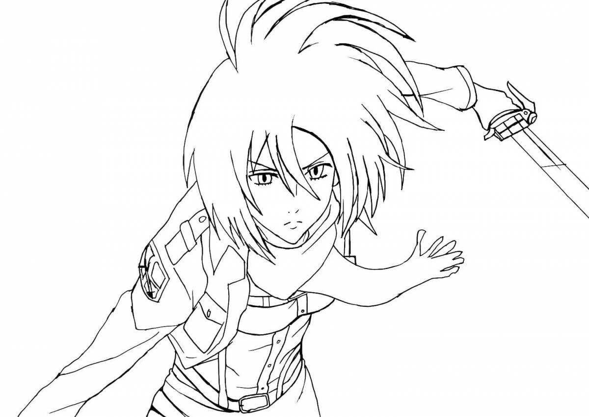 Coloring page cheeky mikasa