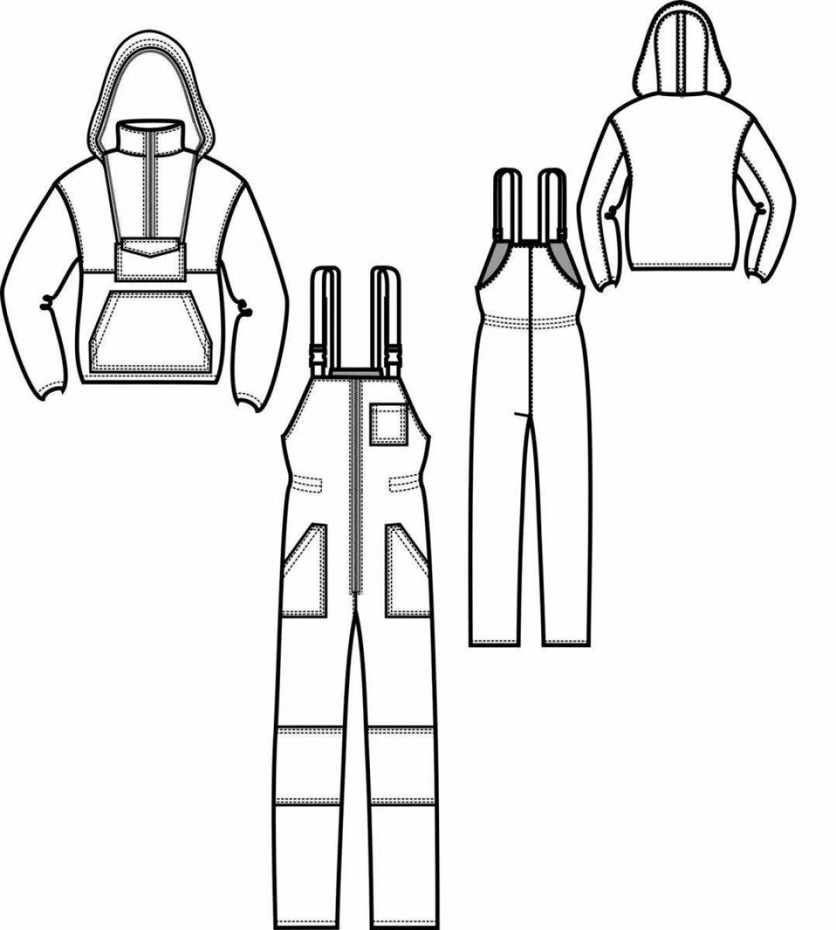 Схема спецодежды. Полукомбинезон технический эскиз. Технический эскиз комбинезона. Эскиз рабочей одежды. Технический эскиз спецодежды.