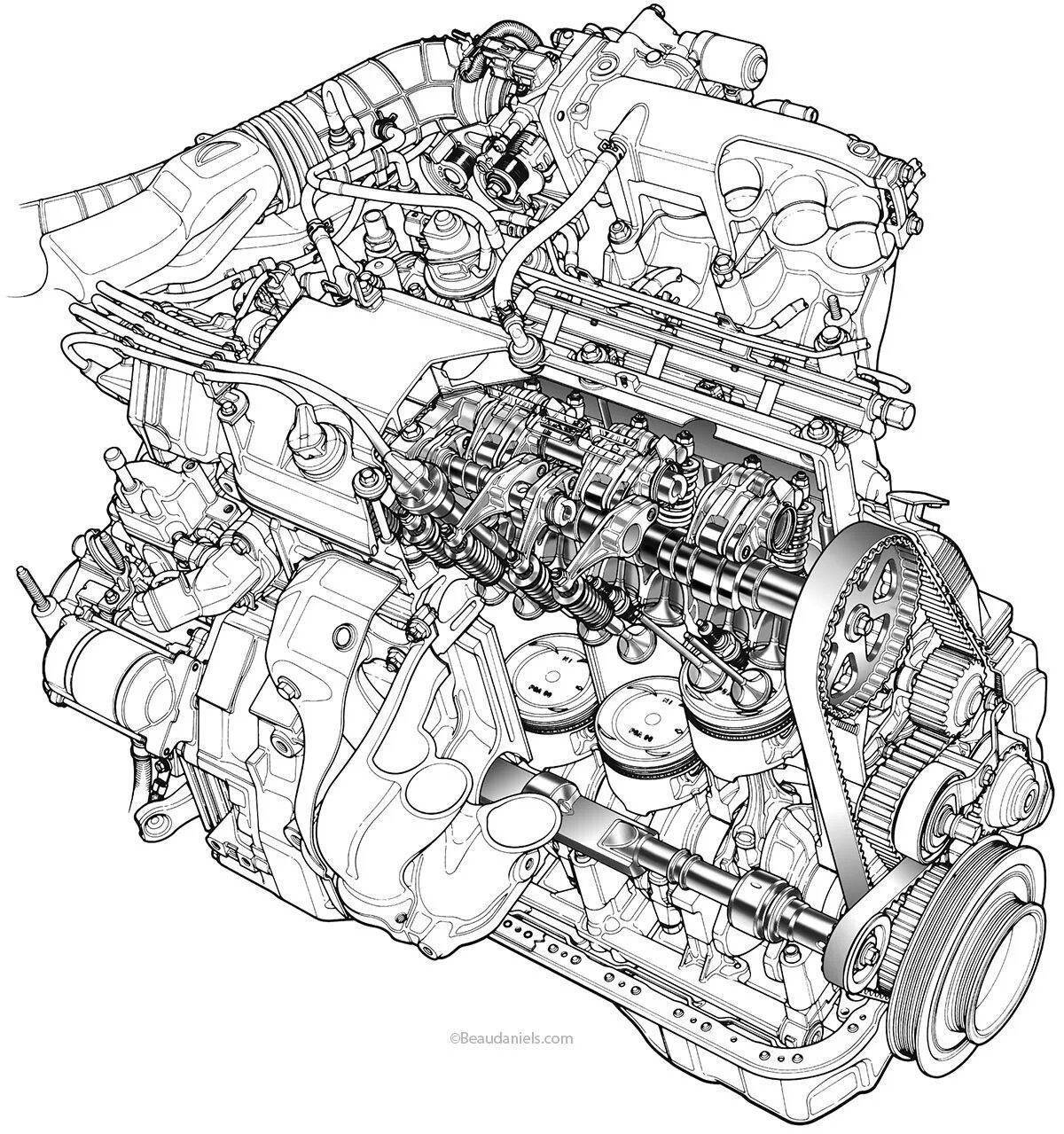 Рисунок двигателя автомобиля