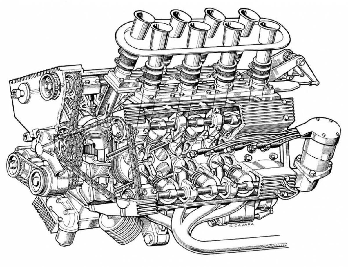 Чертеж двигателя внутреннего сгорания