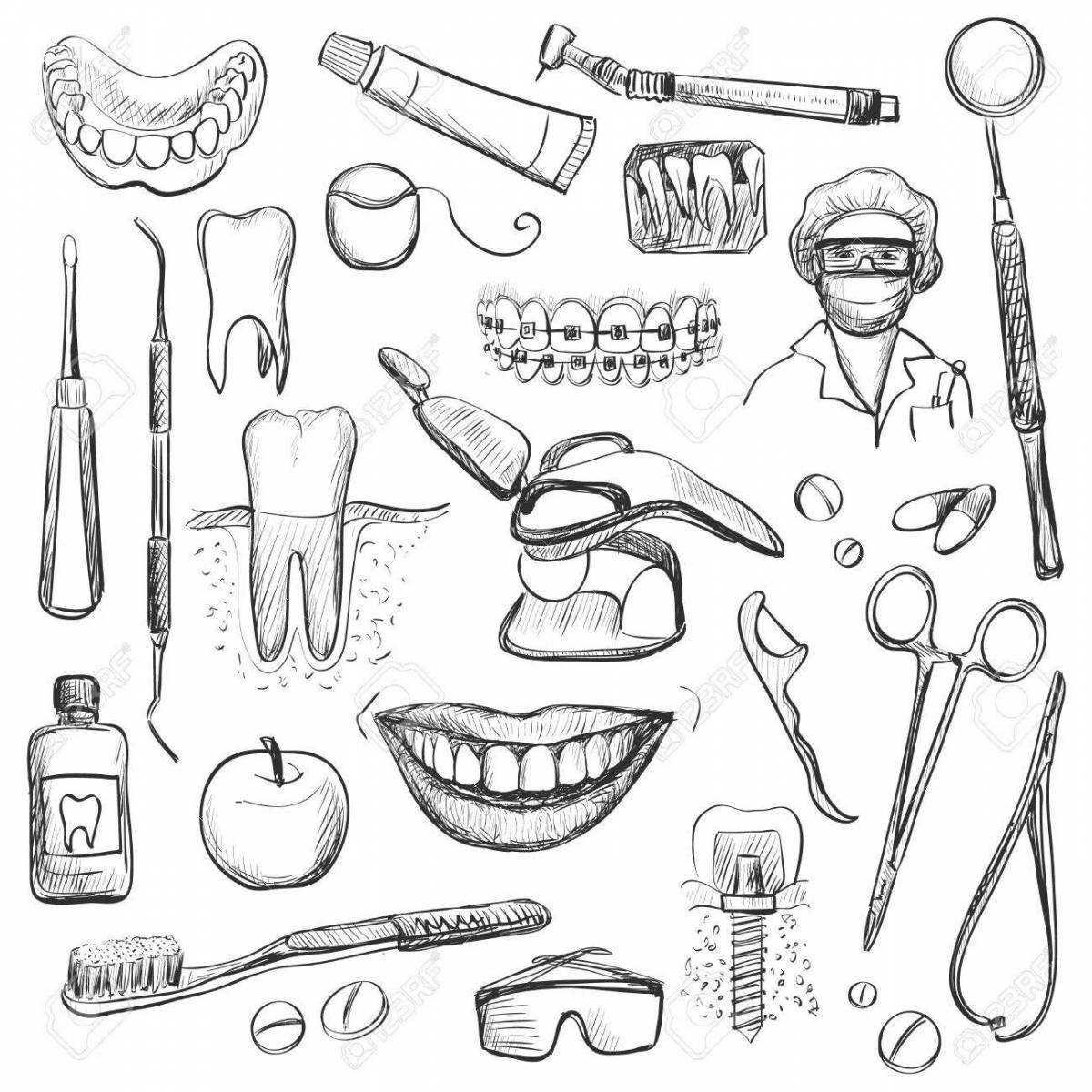 Нарисовать стоматологические инструменты
