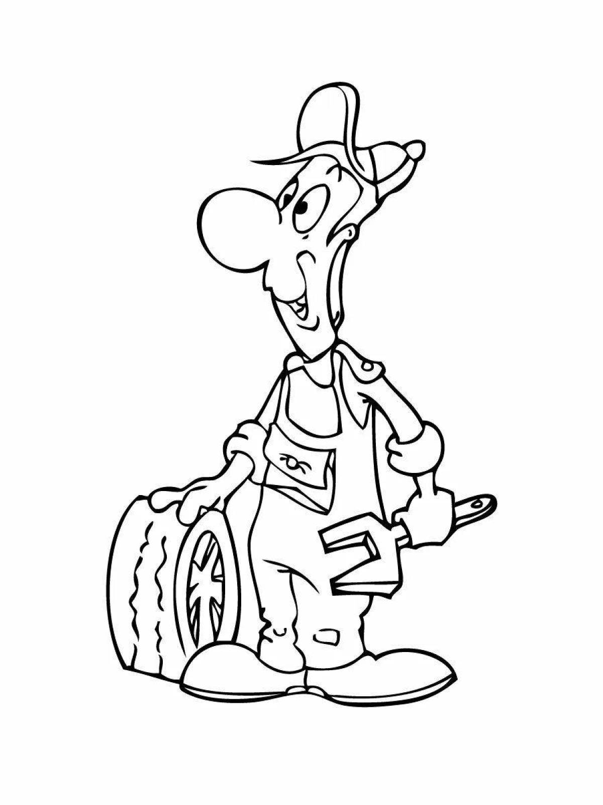 Playful car service coloring page