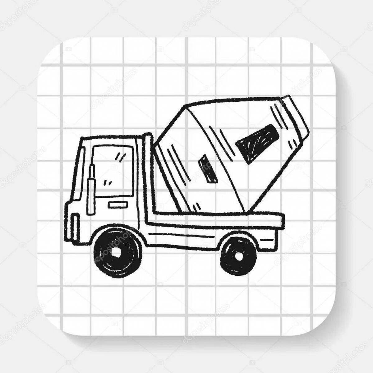 Coloring page joyful cement truck
