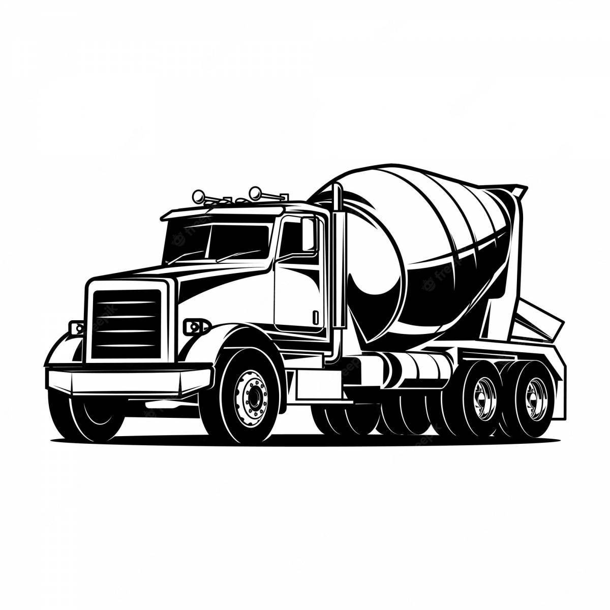 Playful cement truck coloring page