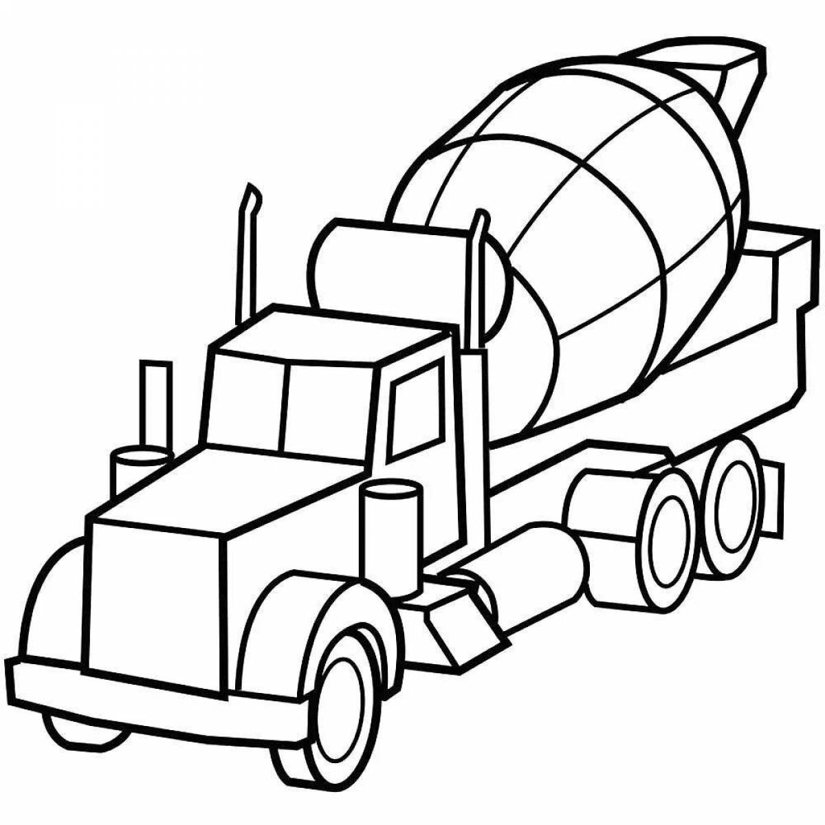 Cement Truck Attraction Coloring Page