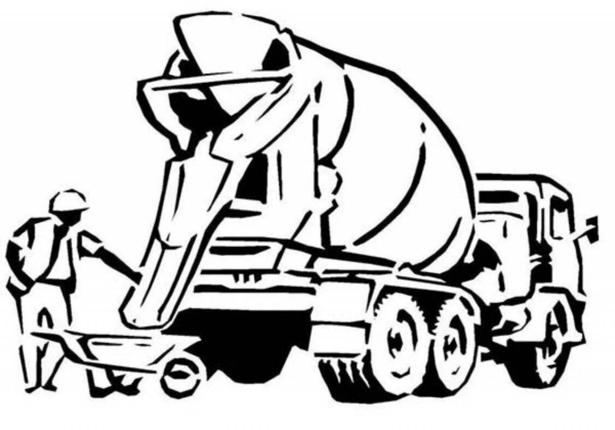 Intriguing Cement Truck Coloring Page