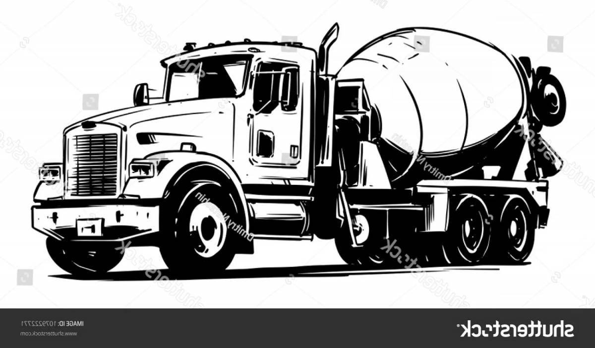 Charming cement truck coloring page