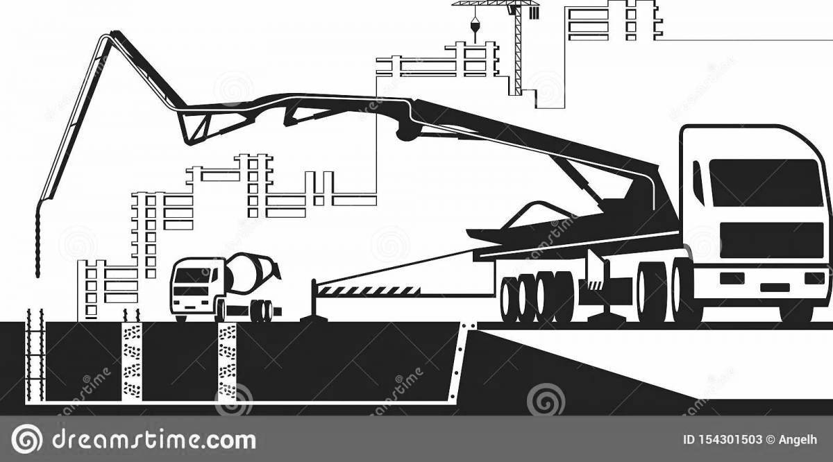 Amazing Concrete Pump Coloring Page