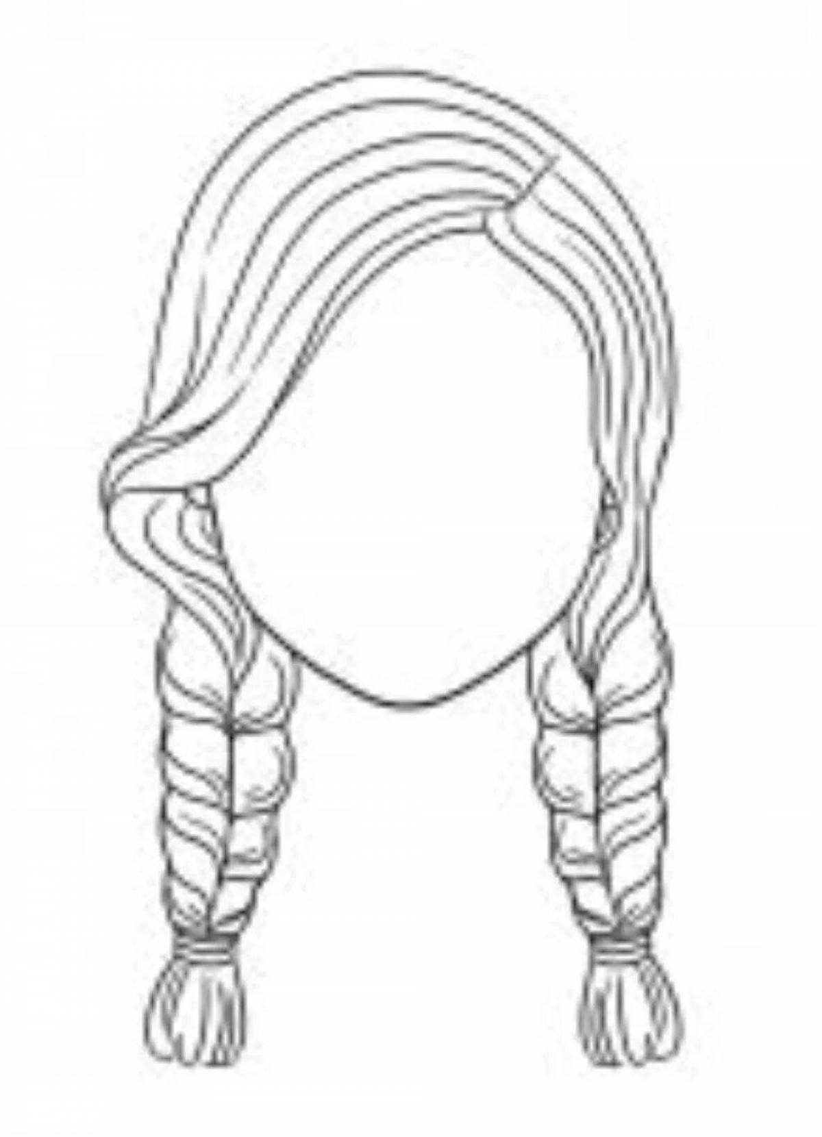 Joyful pigtail coloring page