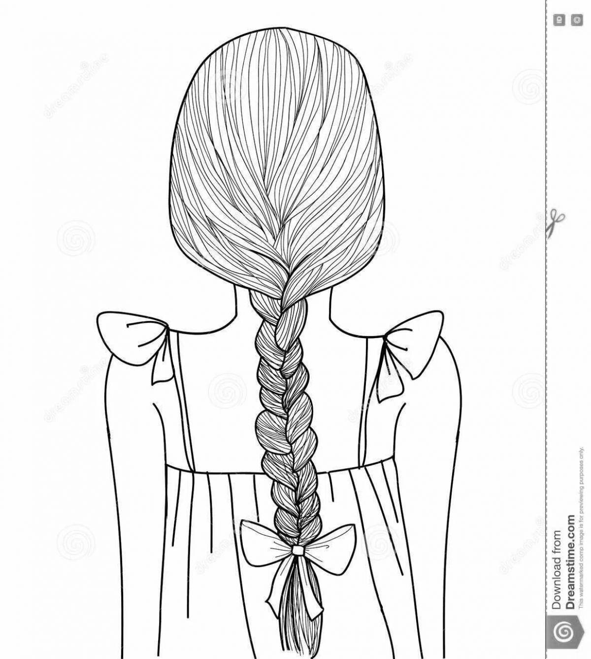 Animated pigtail coloring page